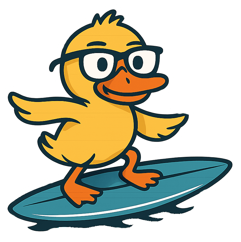 DuckSurfer rubber duck wearing glasses
